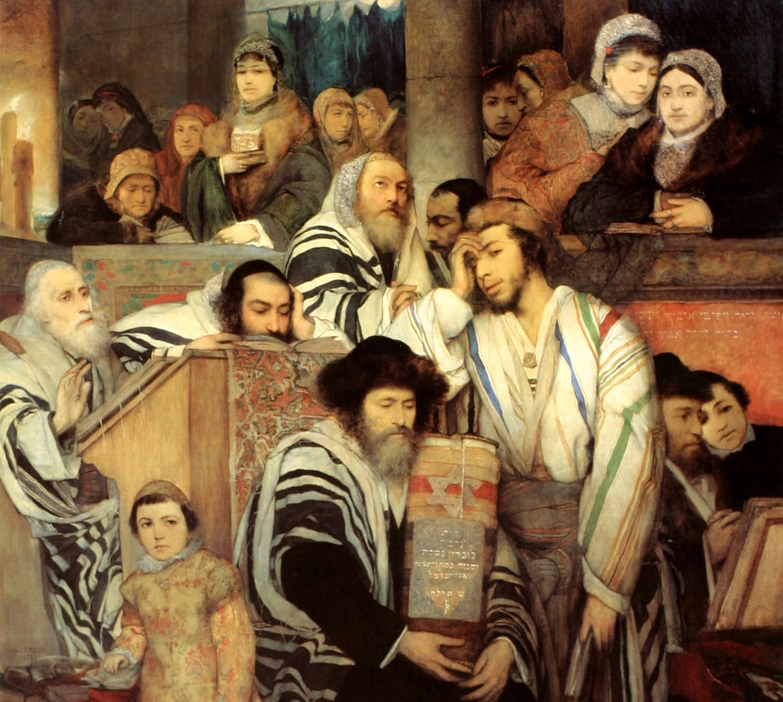 Евреи, молящиеся в синагоге в Йом-Кипур, Мориси Готлиб, 1878